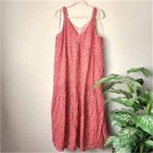 Tiered Sleeveless Midi Boho Dress In Tea Rose XL